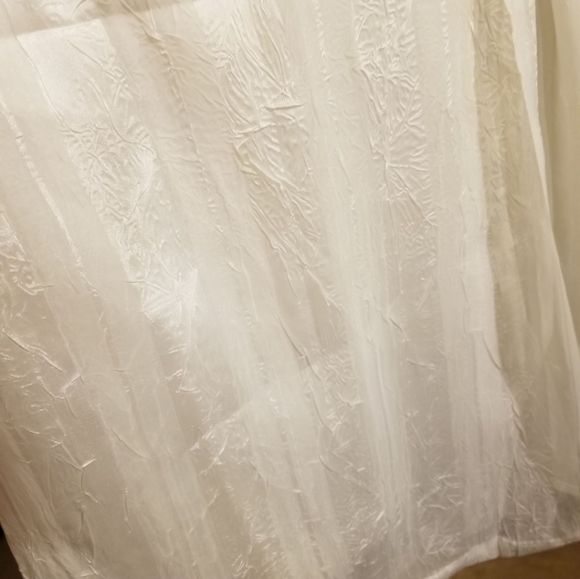 Striped Sheer Shower Curtain White Neutral Textured Modern Spa Bathroom - Picture 2 of 6